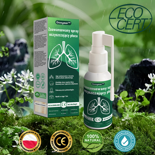 Gooyeer™ Zaawansowany spray do oczyszczania płuc✨ – zdrowe płuca, wsparcie odporności, detoksykacja i łatwiejsze oddychanie – Certyfikat CE